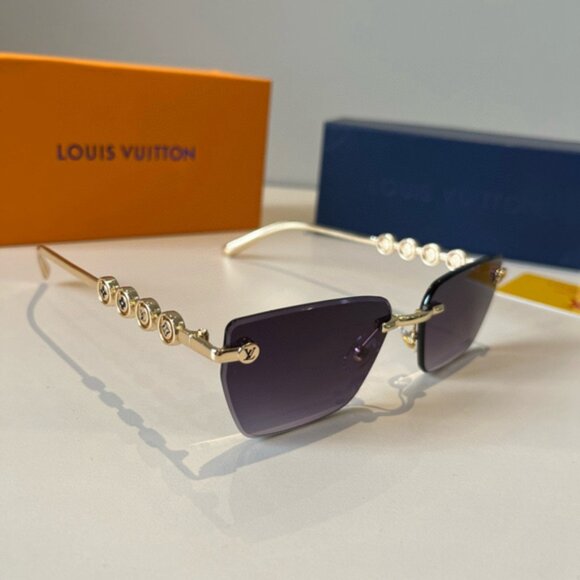 Louis Vuitton Gold Metal Frame Purple Sunglasses - Picture 2 of 8